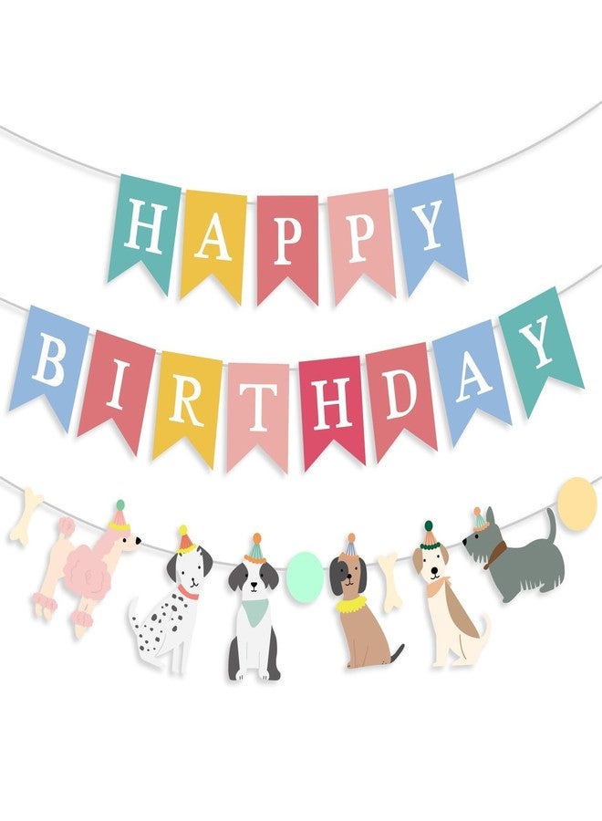 Aufee Dog Themed Happy Birthday Decoration Colorful Dog Party Backup Banner for Dogs 1st 2nd 3rd Birthday Decoration, Animal Themed Party,Livingrom Bedroom Centerpieces Decor - Image 1